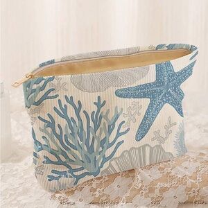 NWT | Coastal Starfish & Coral Zip Pouch